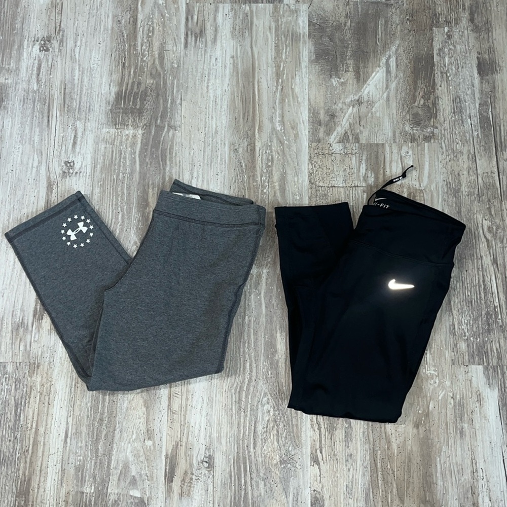 Nike & Under Armour UA Activewear Workout Pants Crop Capri XS/S Stretch Leggings